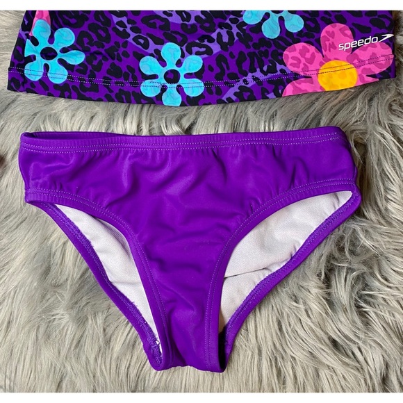 Girls 8 SPEEDO 2 Piece Tankini Bathing Suit Purple - Picture 8 of 12